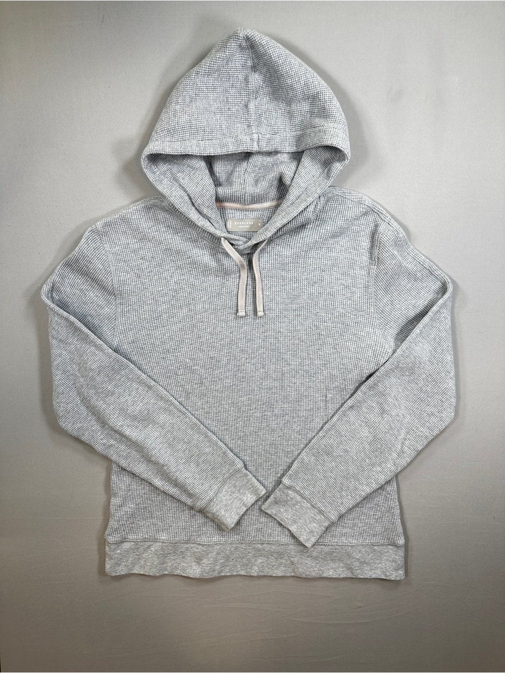 Everlane Organic Cotton Waffle Knit Hoodie Gray Medium